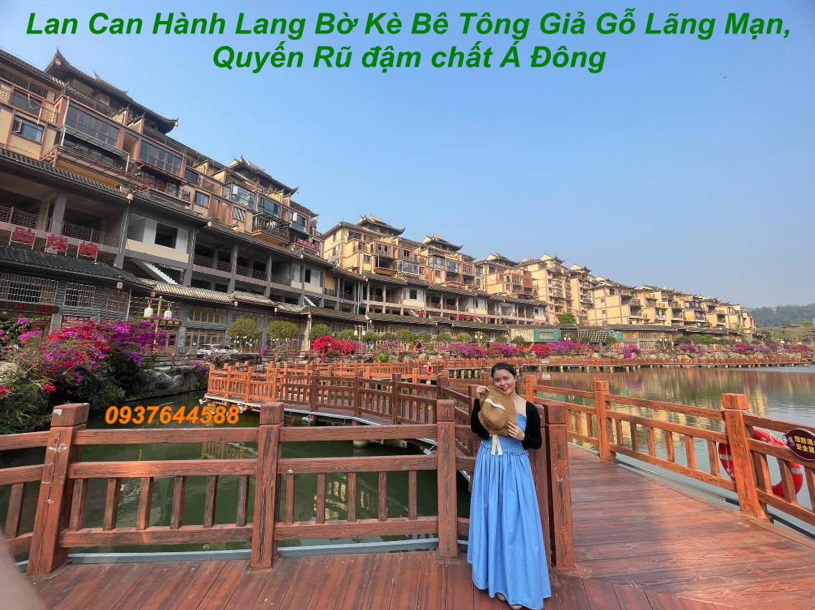 hành lang lan can bờ kè bê tông giả gỗ 1 wsai 